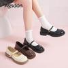 Augustine single shoes women's 2025 new summer Mary Jane small leather shoes shallow thick heel retro with skirt sandals