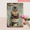 Funny Black Cat Bathroom Metal Sign Vintage Retro Wall Decor 8x12 Inch