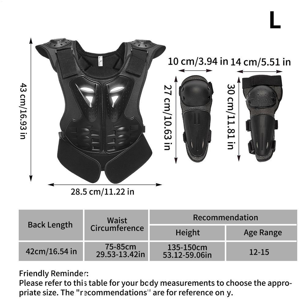 

All-Sport Kids Protective Gear Chest Elbow Knee Guard Set for Skateboarding Skiing Bicycle, Active Boys Girls Safety