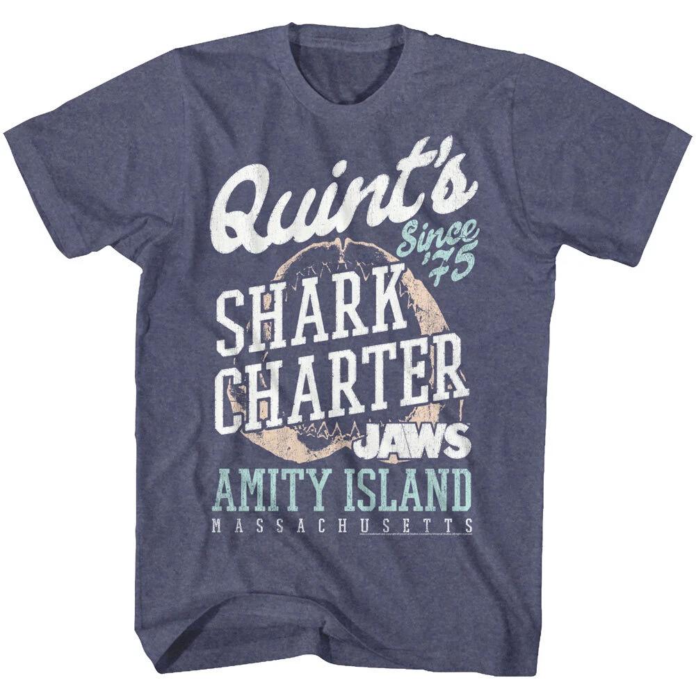 Jaws 70 s Thriller Movie Quint s Shark Charter Massachusetts 75 Men s T Shirt 2XL