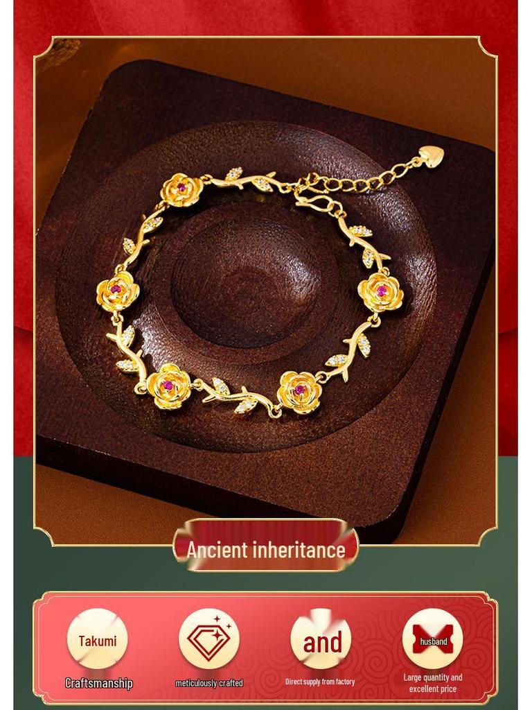 Vietnamesisches Roségold Zirkon Armband - Elegantes Damendesign, Langanhaltender Farberhalt