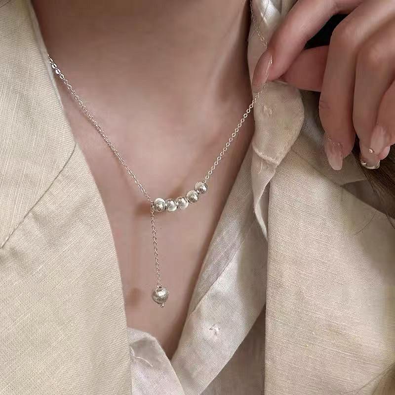 Elegante Damen S925 Sterlingsilber Perlenanhänger Halskette - Leichte Luxus Schlüsselbeinkette