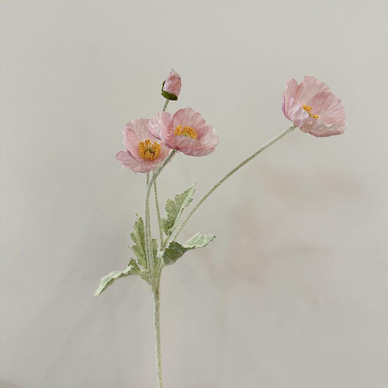 Artificial Pink Iceland Poppy Vase Decoration for Home or Living Room