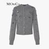 MO&Co. 100% Merino Wool Hand-Beaded Short Knitted Cardigan