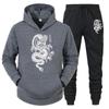 Men's And Women's Long Sleeves Set Hoodie+Pant Spring Winter Dragon Print Casual Sweatshirt Sportwear Men Clothing