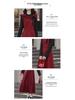 Women's 2026 Spring/Autumn Red Plaid Sweet Age-Reducing Long Dress - Two-Piece Effect