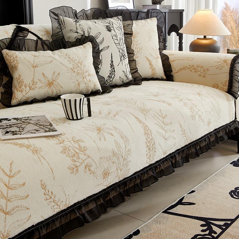 Light Luxury Sofa Cushion New Four Seasons Universal Chenille Straight Row Cushion Non-slip Sofa Cover Cover Cloth