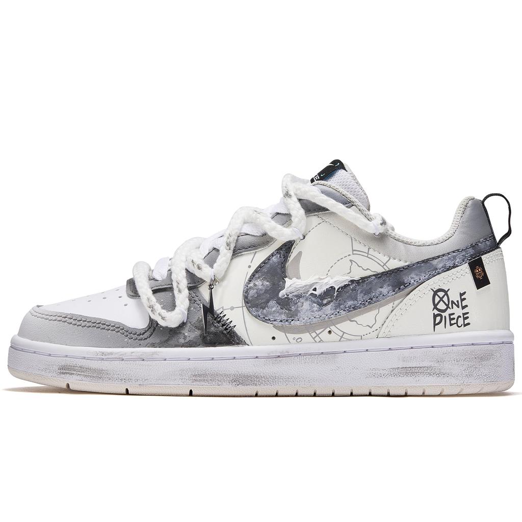 Nike Court Borough 2 Nautical Storm Cushioning, Wear Resistant Low top Skateboard Shoes Women's Gray FJ7692-191(Team177--BOX)