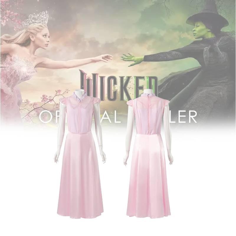 Enchanting Glinda Costume Dress For Women Featuring Vibrant Pink Corset Style Design For Magical Wicked Cosplay
