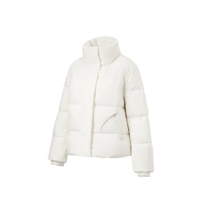 Fitness Series Solid Color Water-Resistant Stand Collar Short Down Jacket Women Jacket Champagne-White AYMT096-2