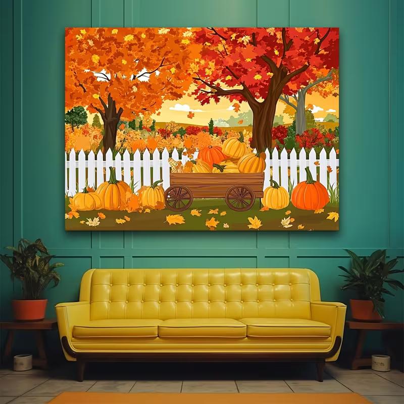2D Fall Harvest Maple Leaves Background for Birthday & Festival