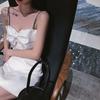 European and American Sexy off-the-Shoulder Strap Back White Dress Light Luxury Minority Classy Grade Socialite Graceful Bow Dress