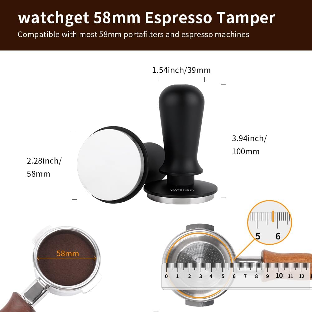 watchget 58mm Espresso Stainless Steel Coffee 30lbs Constant Pressure with Flat Calibrated Coffee Espresso Accessory for for and Commercial Use