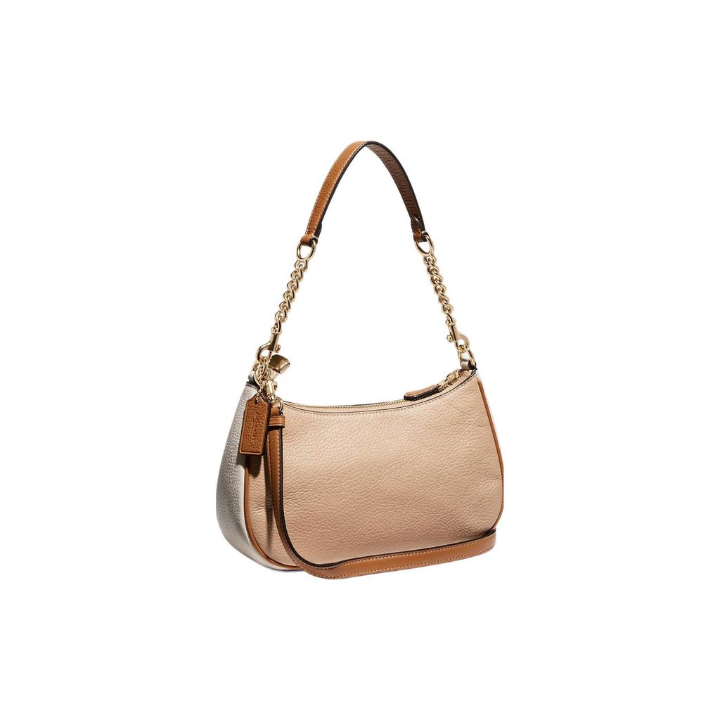 New COACH Teri Leather Shoulder Bag, Handbag, Crossbody Bag, Shoulder Bag Women's Gold/Taupe Multicolor CA173-IMTAP