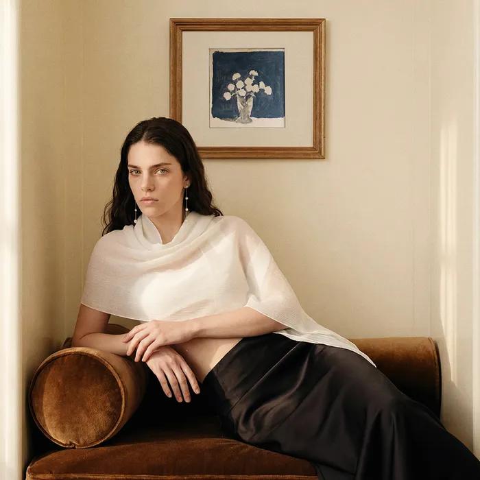 [2nd] Sheer Pleats Scarf (White)