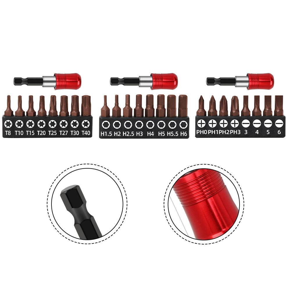 8pcs Metric Hex Bit Set Batch Head And Red Self-locking Rod Electric Screwdriver Head