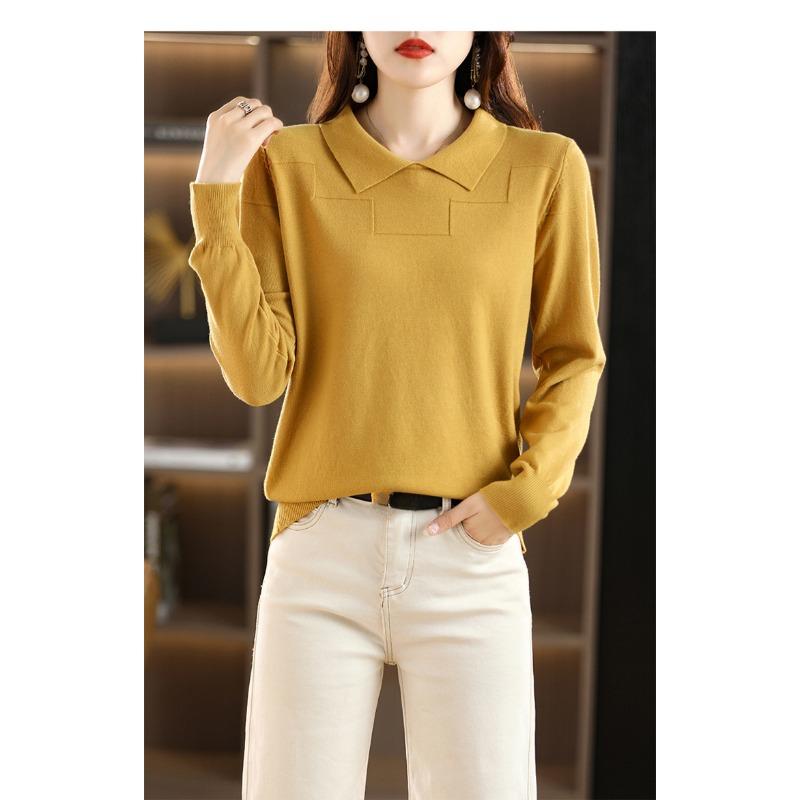 

DAFIFY Женская мода повседневная осень-зима однотонный принт длинный рукав поло воротник свитера L