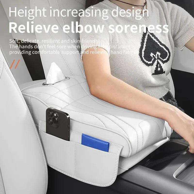 For JETOUR T2 Shanhai T2 2024 2025 Car Tissue Box Height Increase Armrest Pad Leather Protective Cover Storage Bag Accessories