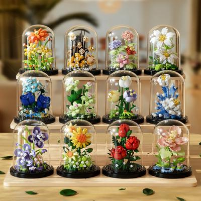 Blocchi da Costruzione Creativi Bouquet di Fiori Eterni Blocchi di Assemblaggio Mini Mattoncini Regalo per San Valentino Compleanno Giocattoli per Bambini