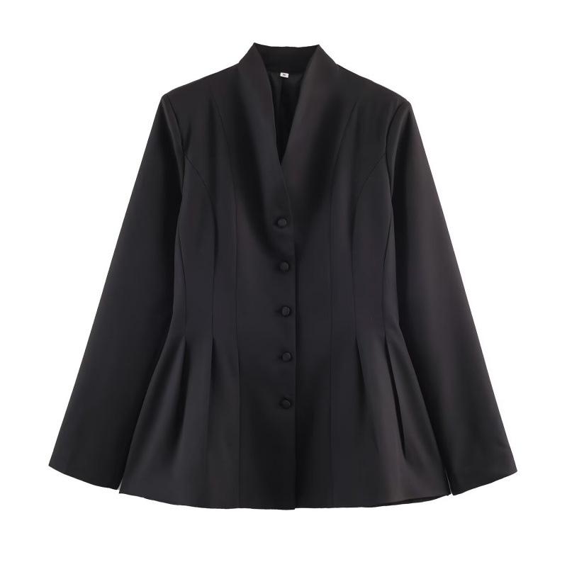 

2026 Spring European & American Slim V-neck Versatile Long-Sleeve Blazer Extra Small
