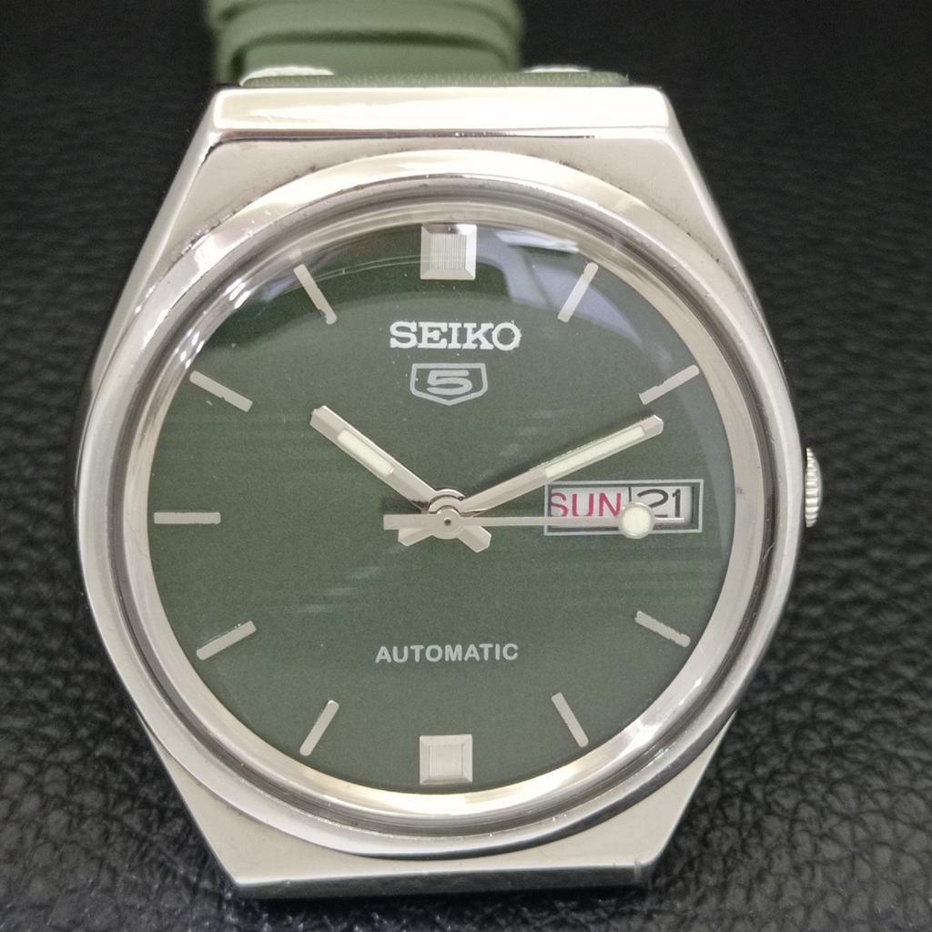 AUTOMATIC VINTAGE SEIKO 5 JAPAN 6309A MENS GREEN COLOR DIAL WATCH a701226-5 R206a-a701226