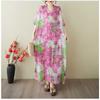 Women's Vintage Long Dress with Cotton and Linen Patterns