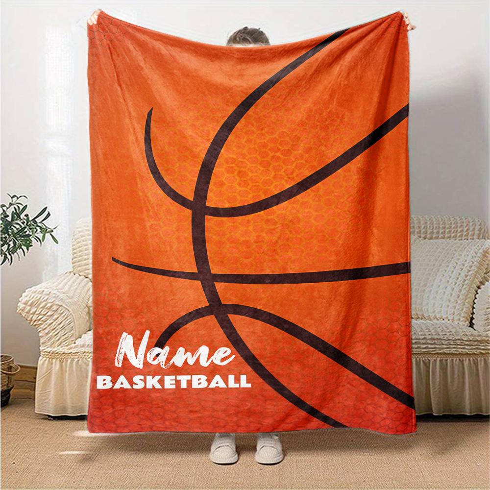 Custom Name Basketball Theme Printed Blanket - Perfect for Couch, Bed, Travel & Outdoor Use | Machine Washable, Cozy & Durable.