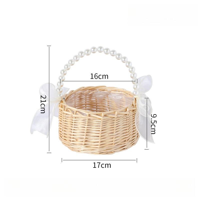 Hand-held Pearl Willow Flower Basket Rattan Souvenir Home Decoration Packaging Basket Flower Shop Flower Basket