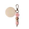 DIY Daisy Silicone Beaded Keyring Handmade Wood Beads Key Chain Ring Pendant Creative Custom Personalized Name Keychain Gift