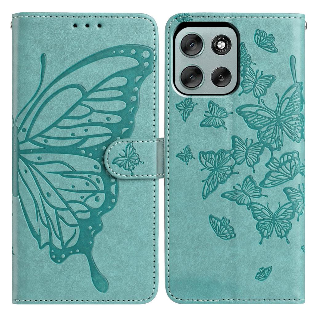 For Motorola Moto G56 5G Case Butterfly Imprinted Wallet Stand PU Leather Flip Phone Cover with Strap