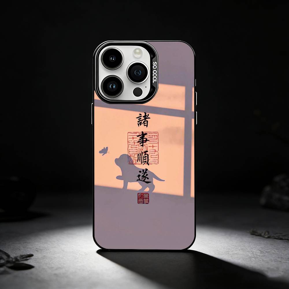 C-Chinese Calligraphy Phone Case For iPhone 17,16,15,14,13,12,11 Plus,Pro Max,XS,Colored silver phone case
