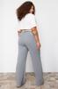 Women's Style Plus Size Gray Waist Detailed Knitted Trousers
