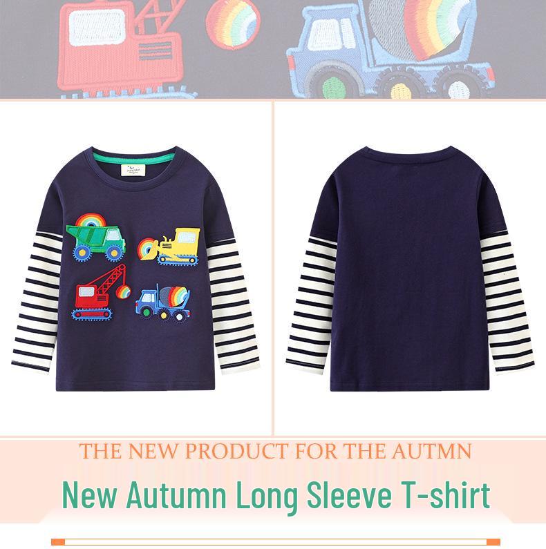 Striped Long-Sleeve Pure Cotton T-Shirt for Baby Boys - Autumn Style
