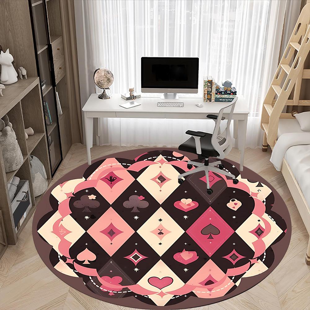 1PC Playing Card Pattern Chair Carpet for Office, Indoor Non-Slip Washable  Carpet, Soft Comfortable Mat For Office Room yy250930083