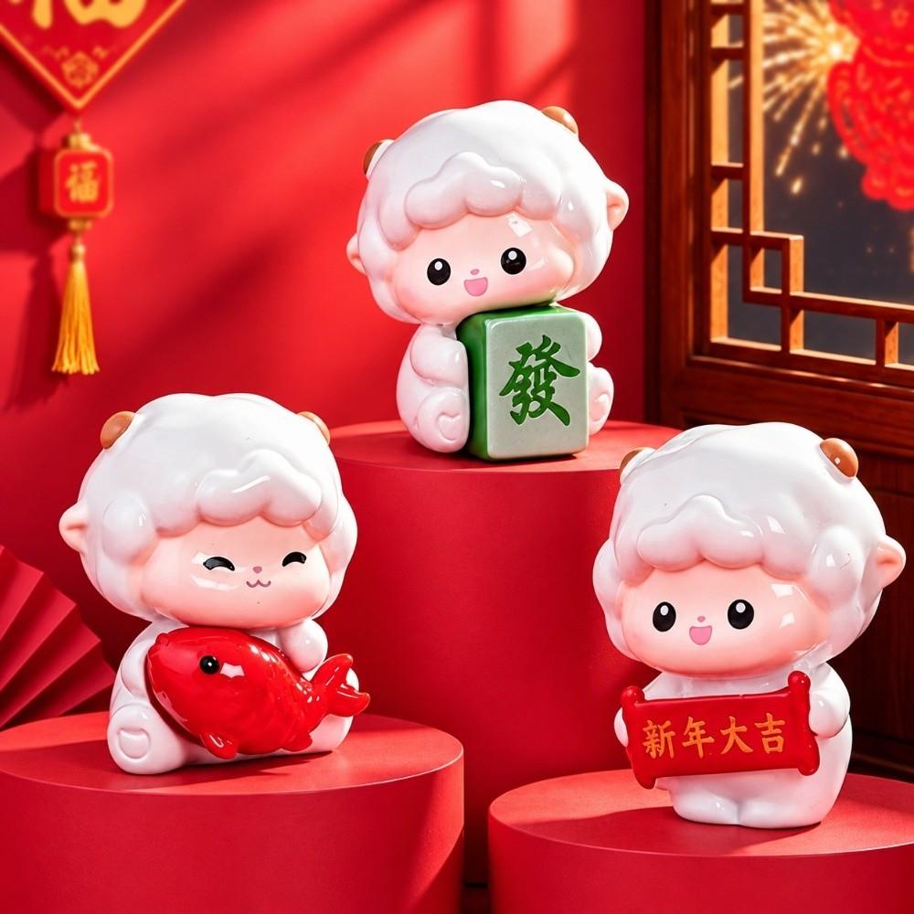 Resin Year of The Goat Ornament Lucky Theme Mascot Ornament Zodiac Goat Figurines Home Decor