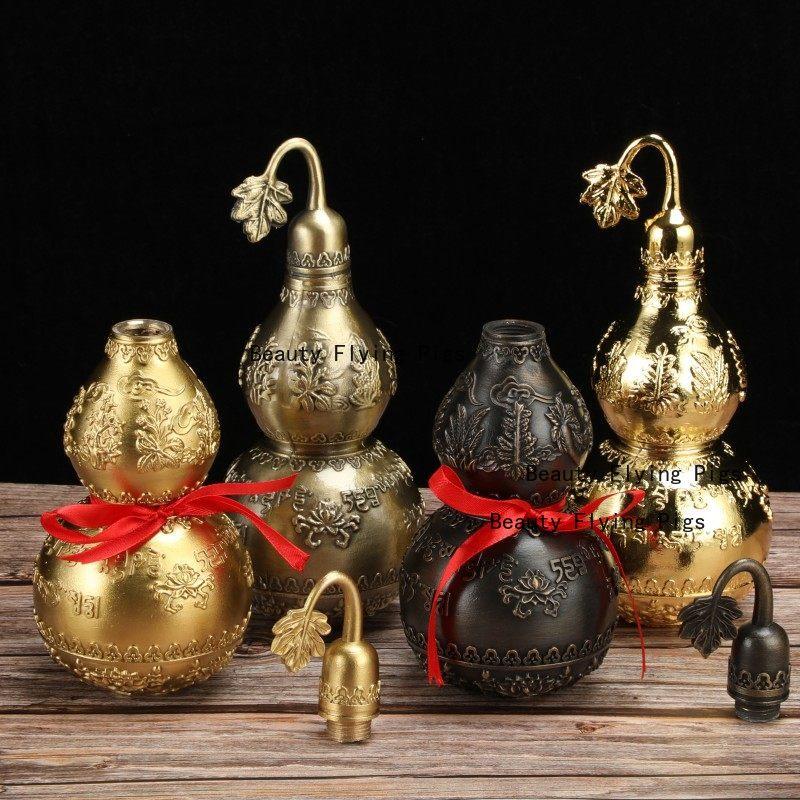 1pc Metal Gourd Ornament Home Decoration Feng Shui Accessories Hotel Gourd Ornaments Metal Decorative Crafts Gourd-shaped Design