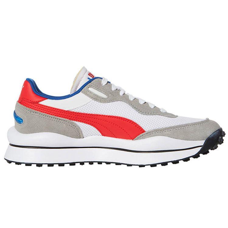 Puma Style Rider Play On SD Mesh White Scarlet Unisex Sneakers Snorl-Blue 382490-01