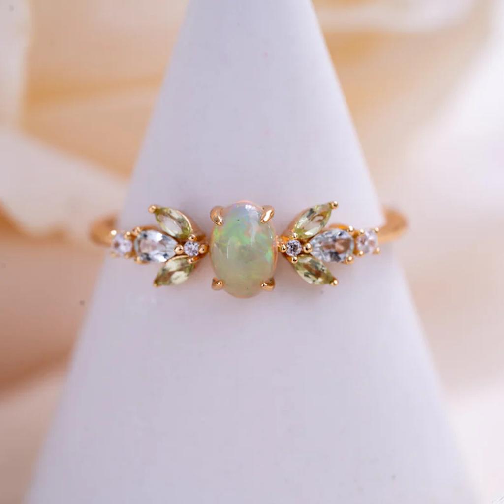 Japanese Gold White Border Horse Eye White Diamond Ring Simple Fresh Fashionable Versatile Handpiece