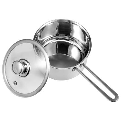 3 Quart Saucepan with Glass Lid Stainless Steel Non-Stick Small Milk Pan Uncoated Portable Mini Sauce Pan for Heat Milk