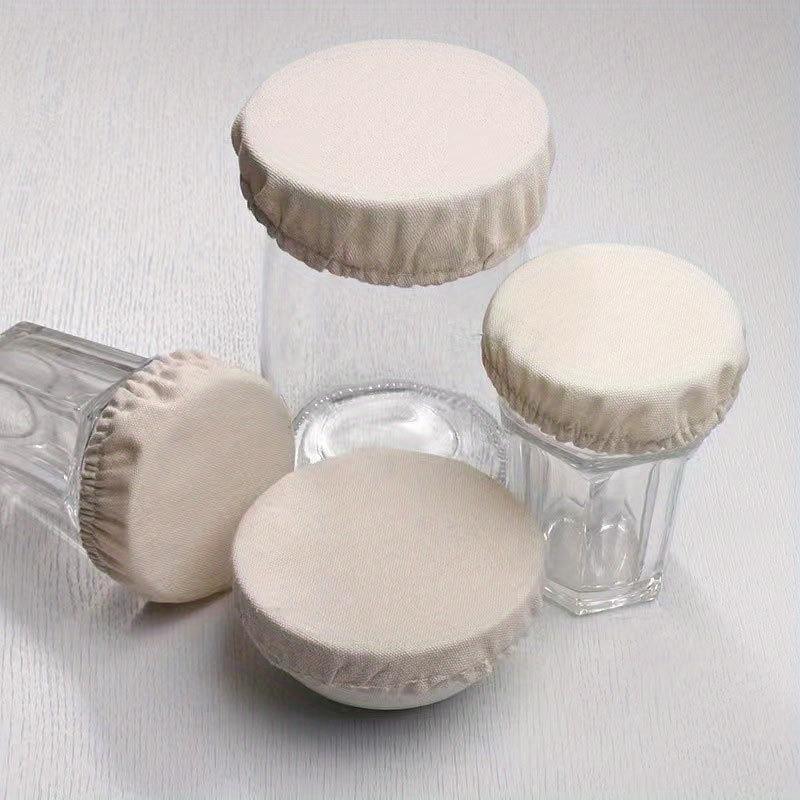 Fundas de tela de paja de trigo para tarros Reutilizables Lavables Elásticas Tapas de tela para Masa Madre Kombucha Kéfir Fermentación Se ajustan a tarros de 3-4 pulgadas Alta Calidad