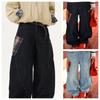 Retro Herbst Vintage Design Große Taschen Messerarbeit Arbeitskleidung für Herren High Street Jeans Y2k Weites Bein Hose Krummsäbel Denim
