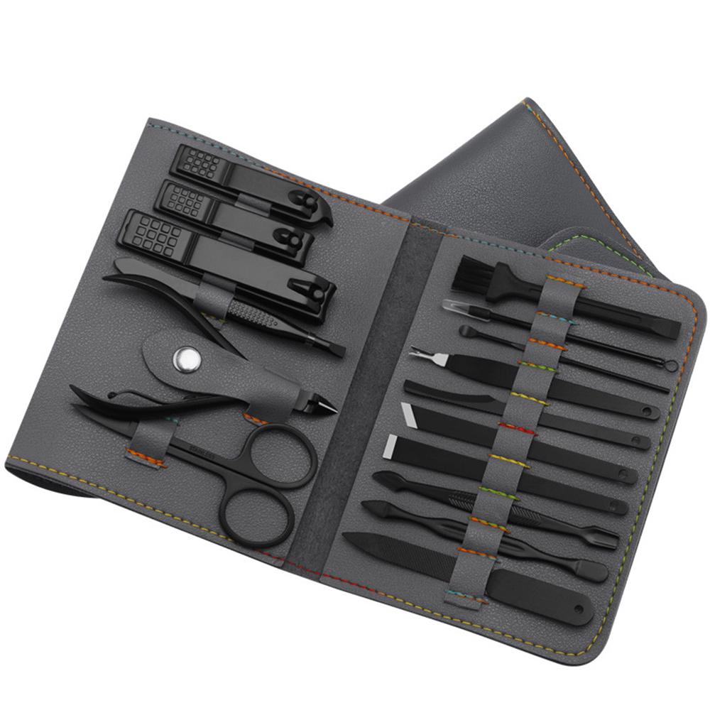 

16 шт./компл., триммер для стрижки ногтей, набор для ухода за ушами, маникюрный набор, педикюр, дизайн ногтей серый