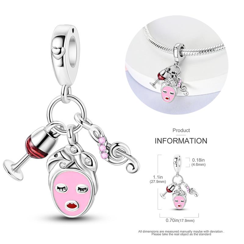 New Copper Bow Star Love Pink Series Charm Beads Suitable For 3Mm Original Bracelet Diy Fashion Jewelry Gift