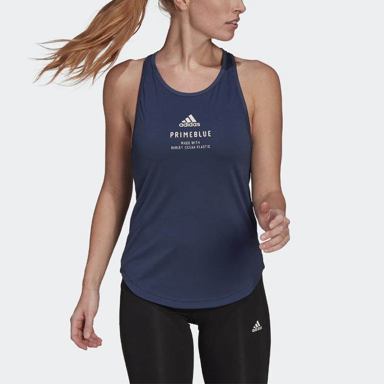 Adidas Graphic Print Tank Top Running Training Sports Vest Women Tops Navy-Blue GJ6460