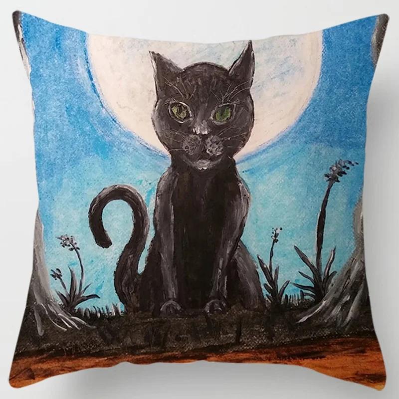 

Цветной мультяшный принт с кошкой, набор подушек для дома, гостиной, дивана, спальни, украшения автомобиля, наволочка 45x45 см 12x12Inch