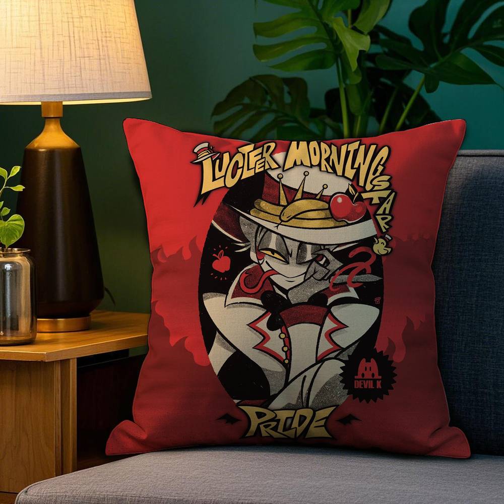 Anime H-HelluvaS B-Boss Pillow Case Plush Fabric Soft Double Sided Print Home Sofa High Quality Cushion Cover Throw