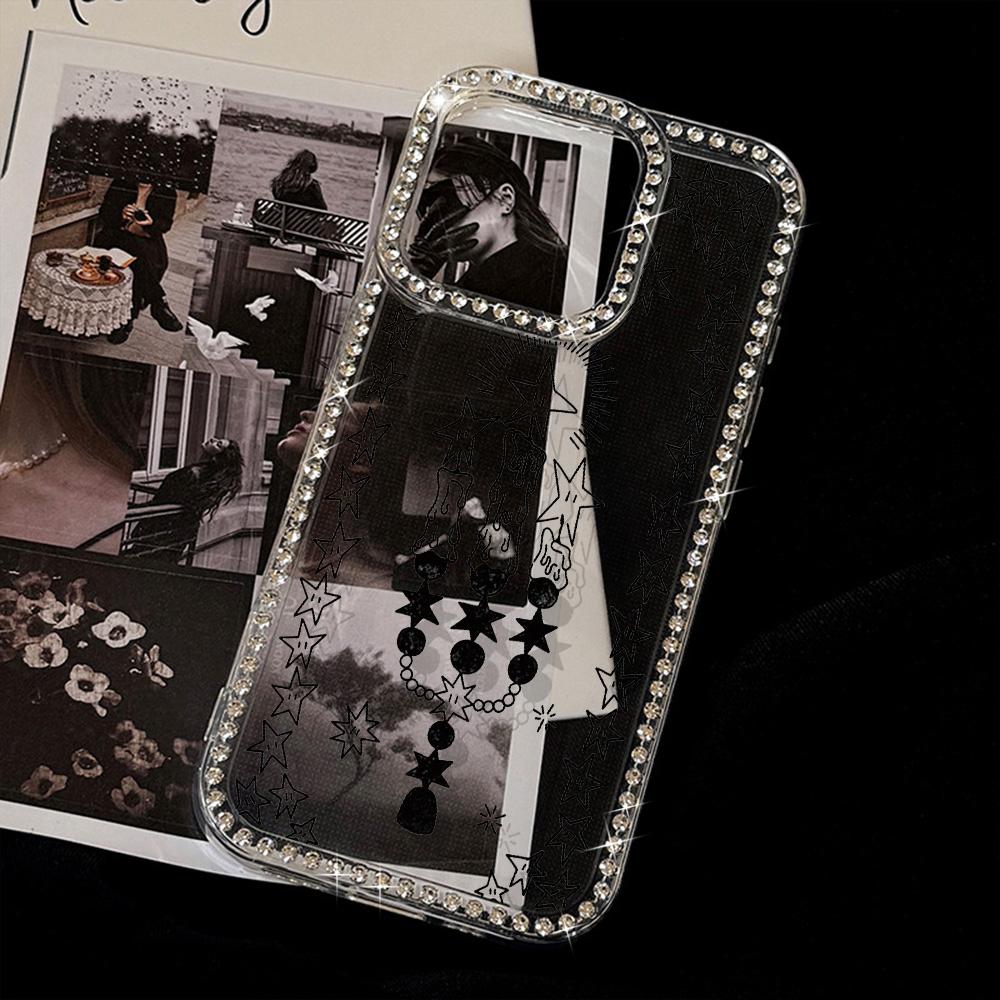 Armbandkette Handyhülle Für iPhone 17 16 15 13 14 für 17Air 17 12 14 16 Pro 17 14 16 Pro Max Funkelnder Diamant Niedliches Muster Hartschale Mit Trageband