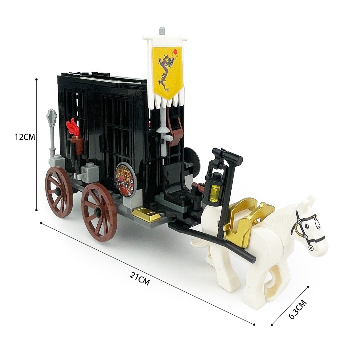 Building block MOC carriage medieval chariot prison car military weapons accessories weapons assembly small particle scene model
