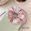 1pc Sweet Lace Floral Pink Checkered Large Intestine Hair Ring,back of Head Tied Hair Rope Ponytail Head Rope Versatile Hair Tie