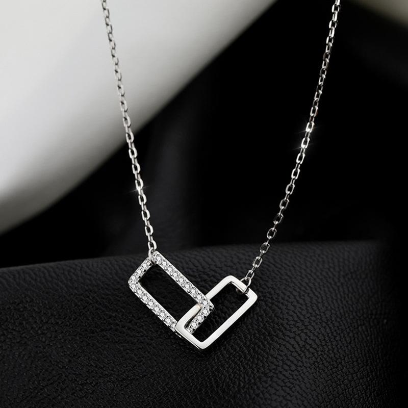 

Квадратное ожерелье женское легкое роскошное нишевое дизайнерское ожерелье с чувством силы простая инкрустированная цирконием геометрическая ключичная цепочка